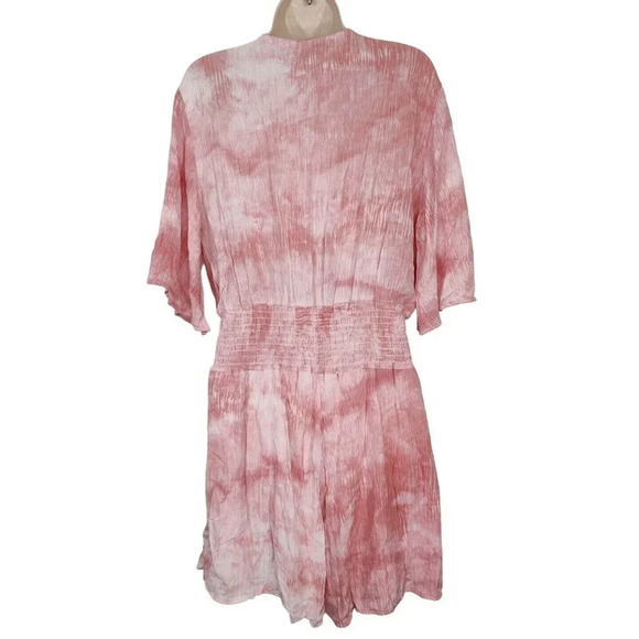 Fraiche by J Romper V-neck Surplice Smocked Waist Shorts Women Size L Pink - Picture 6 of 9